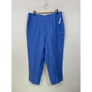 NWT Vintage Talbots 100% Irish Linen High Waist Trousers Size 18 Blue NEW